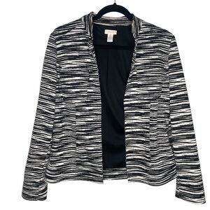 Chico's Black/White Zebra Geometric Open Front Women's Jacket Size O (4-6)